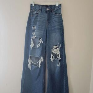 Aeropostale Ripped Blue Flare Jeans